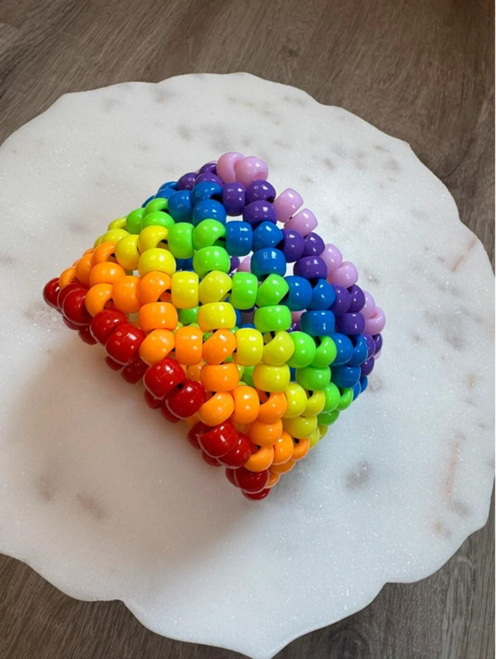 Handmade Rainbow Beaded Wide Cuff Bracelet - Picture 4 of 9